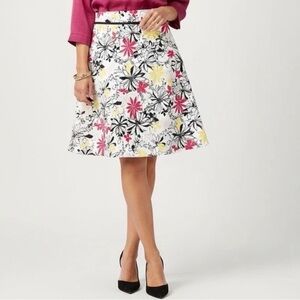 Oscar de la Renta Floral Midi Skirt - Red, Yellow, Black